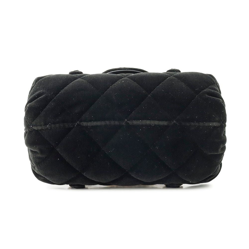 Chanel Chain Shoulder Bag Mini Flap CC Logo Quilted Velvet Black — view 3