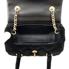 Chanel Chain Shoulder Bag Mini Flap CC Logo Quilted Velvet Black — view 7