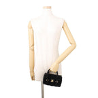 Chanel Chain Shoulder Bag Mini Flap CC Logo Quilted Velvet Black — view 5