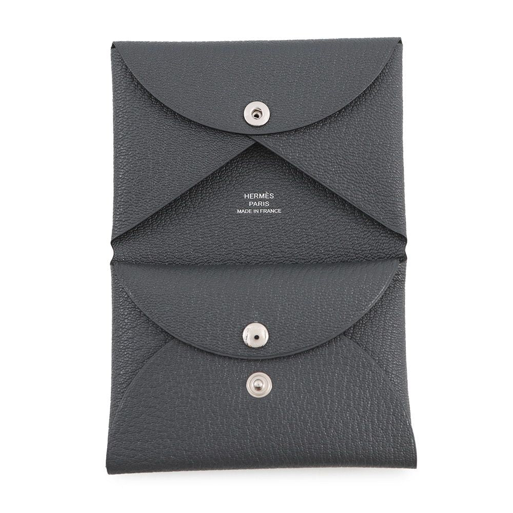Hermes Coin Case Calvi Duo Grimisty Silver Chevre Mysore — view 4