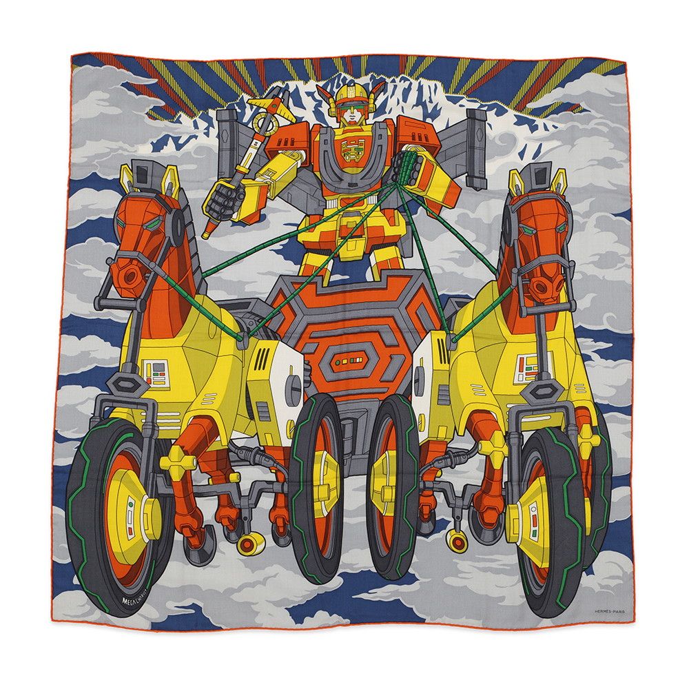 Hermes Scarf Carre 100 Mega Chariot Cashmere Silk Daisuke Nomura