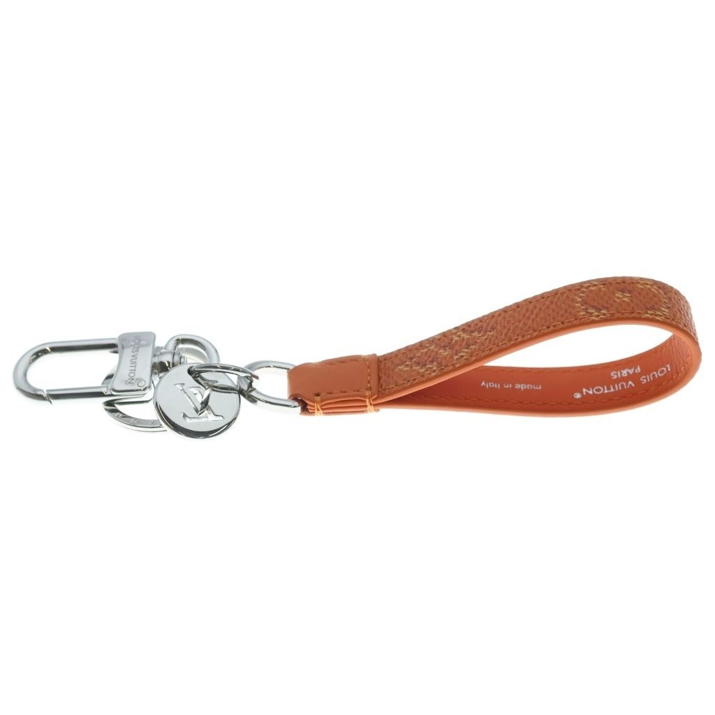 Louis Vuitton LV Slim Dragonne Leather Key Holder Bag Charm Orange Silver — view 3