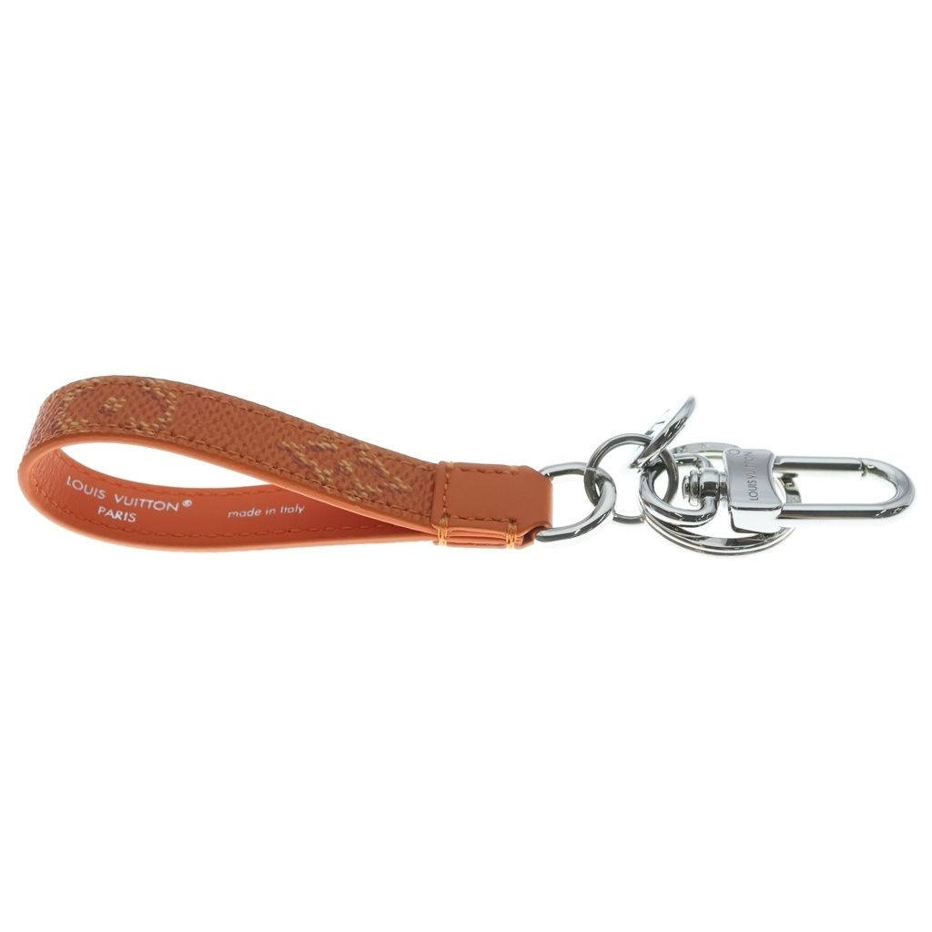 Louis Vuitton LV Slim Dragonne Leather Key Holder Bag Charm Orange Silver — view 4