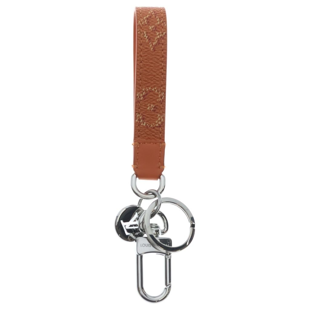 Louis Vuitton LV Slim Dragonne Leather Key Holder Bag Charm Orange Silver