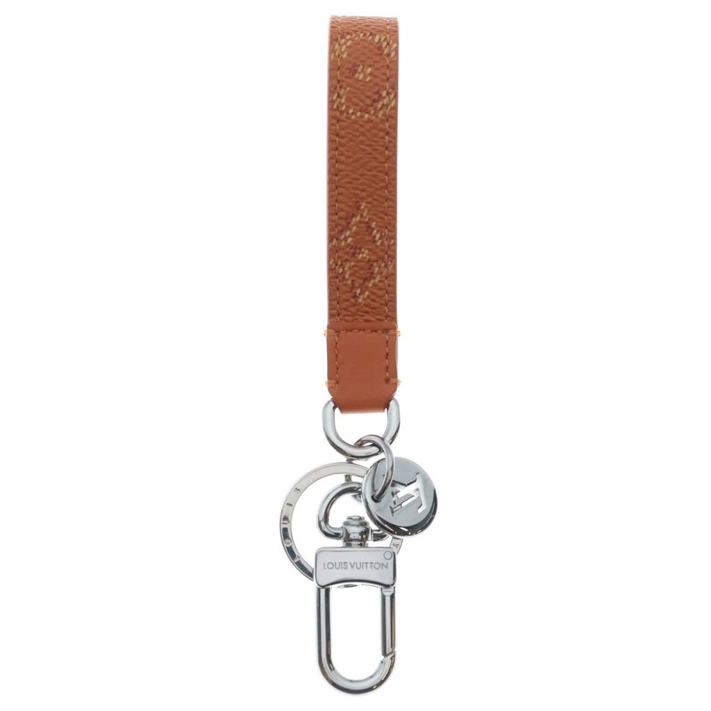 Louis Vuitton LV Slim Dragonne Leather Key Holder Bag Charm Orange Silver — view 2