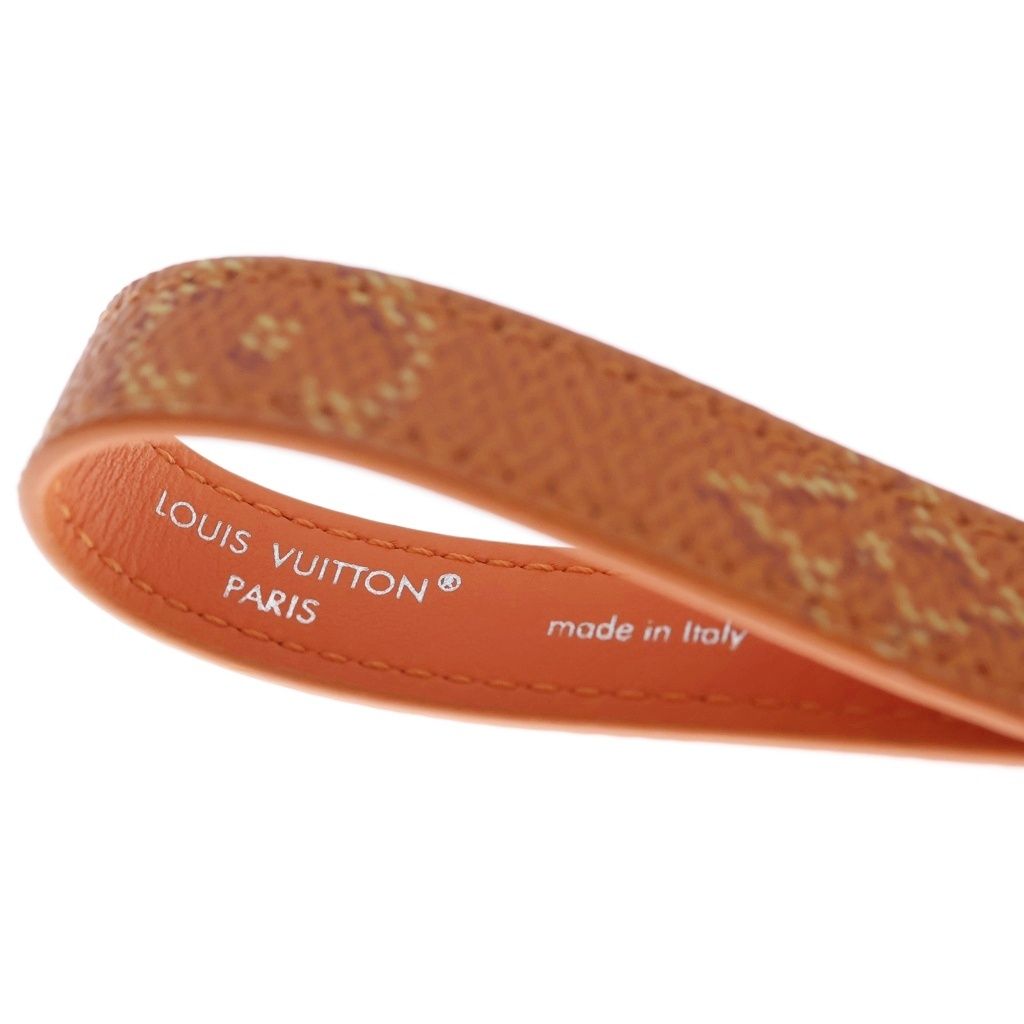 Louis Vuitton LV Slim Dragonne Leather Key Holder Bag Charm Orange Silver — view 5
