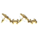 Chanel CC Logo Rhinestone Drop Earrings Gold — view 4
