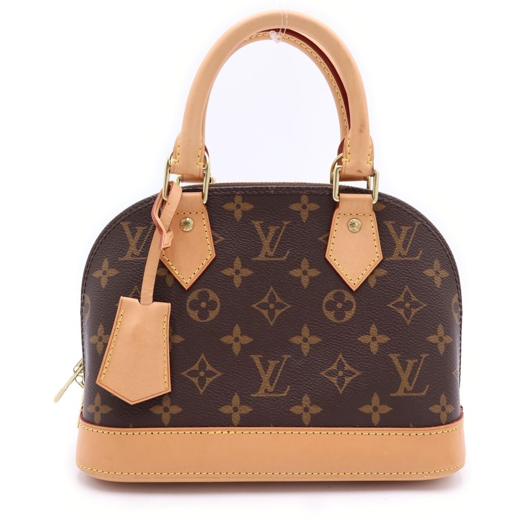 Louis Vuitton Monogram Alma BB 2-Way Shoulder Bag Brown Leather Gold