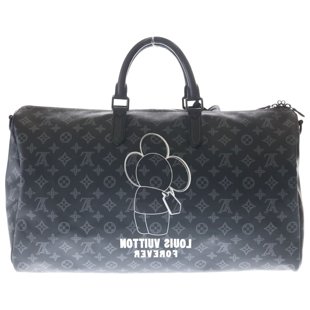 Louis Vuitton Monogram Eclipse Vivienne Keepall Bandouliere 50 Boston Bag Black — view 2