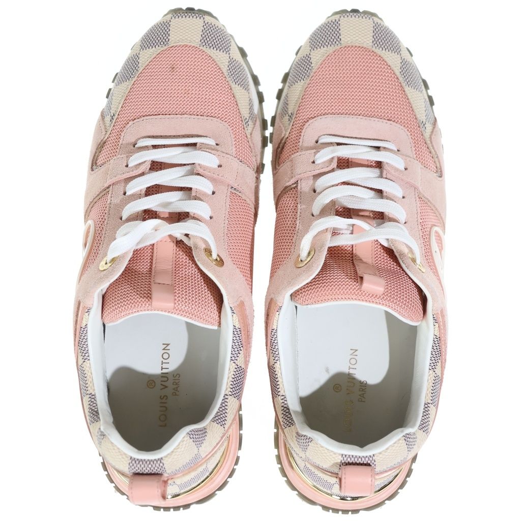 Louis Vuitton Run Away Line Damier Azur Leather Sneakers Pink — view 4