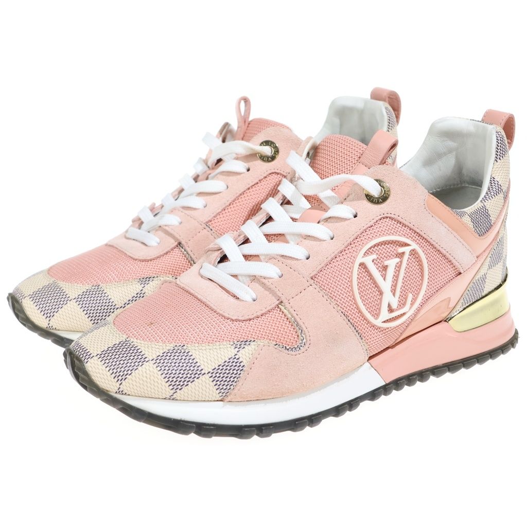 Louis Vuitton Run Away Line Damier Azur Leather Sneakers Pink — view 2