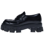 Prada Monolith Leather Thick Sole Loafers Shoes Black