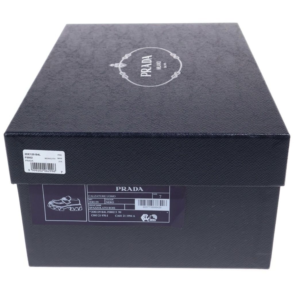 Prada Monolith Leather Thick Sole Loafers Shoes Black — view 7