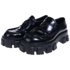 Prada Monolith Leather Thick Sole Loafers Shoes Black — view 2