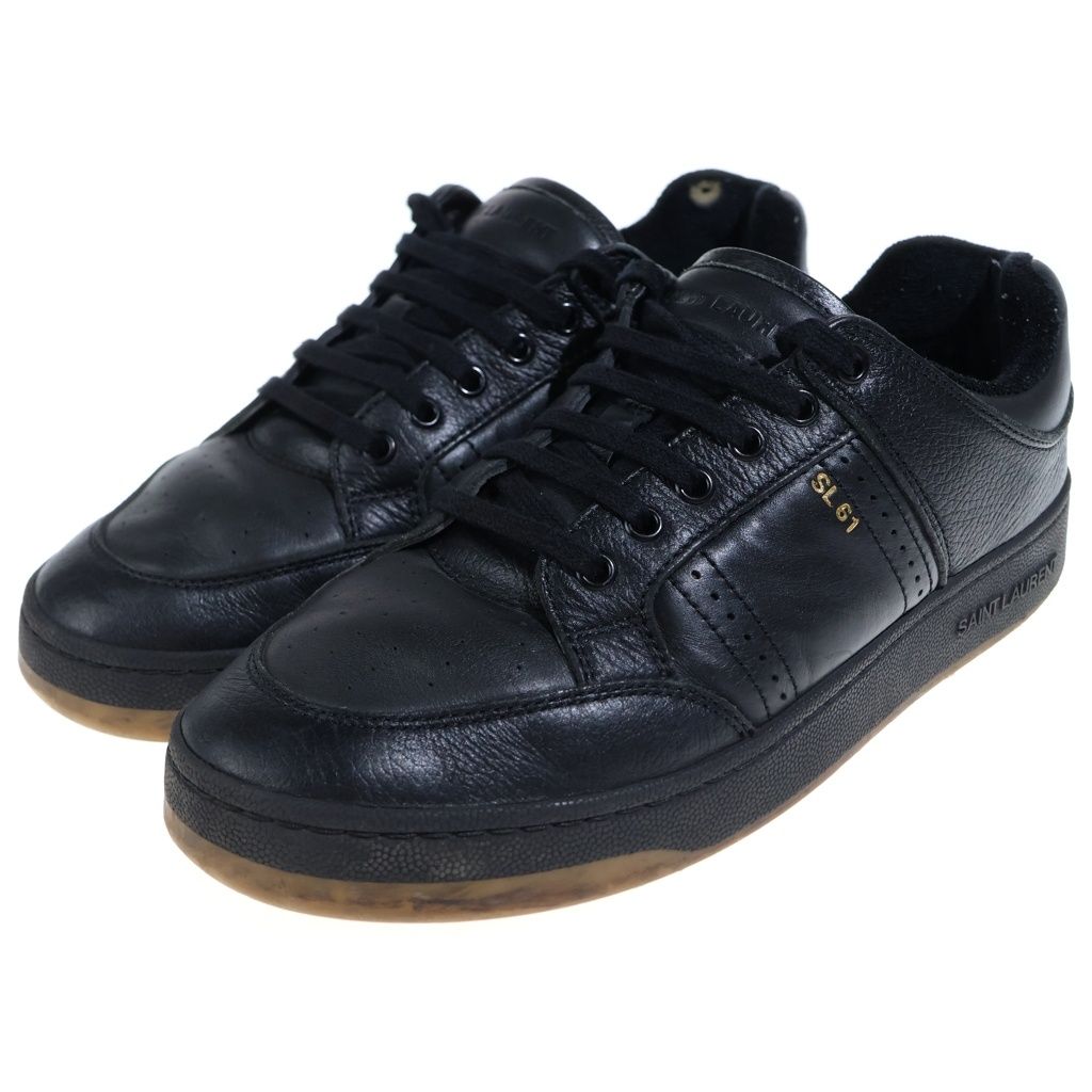 Saint Laurent Paris Smooth Leather Low Cut Sneakers Black P0 — view 2