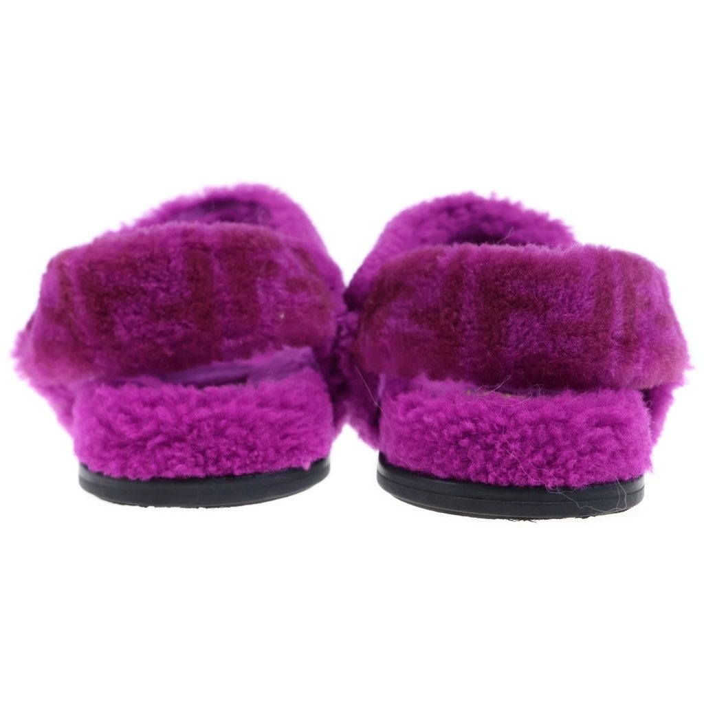 Fendi Fleece Shearling Sandals Shoes 37 Purple — view 3