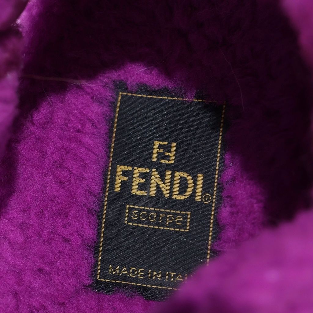 Fendi Fleece Shearling Sandals Shoes 37 Purple — view 6