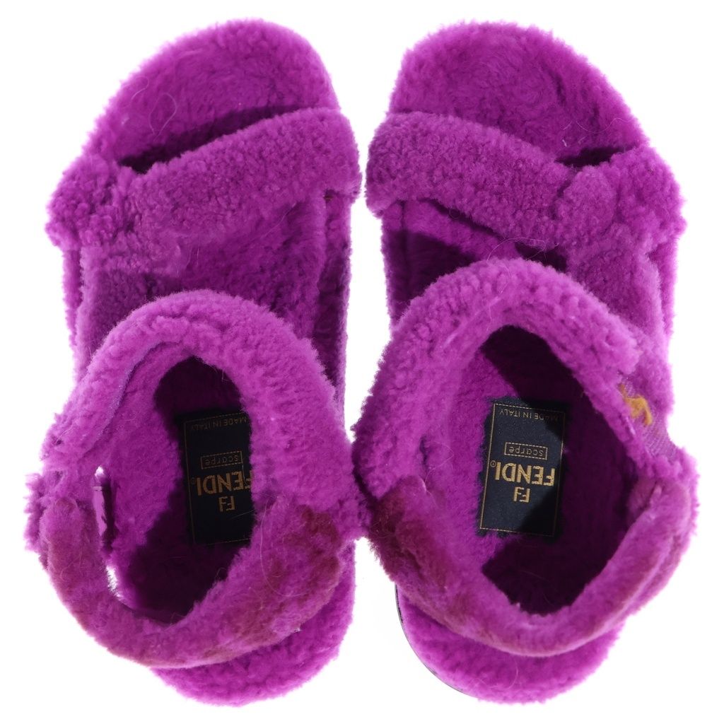 Fendi Fleece Shearling Sandals Shoes 37 Purple — view 4