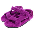 Fendi Fleece Shearling Sandals Shoes 37 Purple — view 2