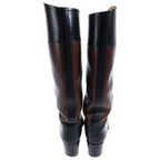 Hermes Bicolor Leather Long Boots Heels Black Brown — view 3