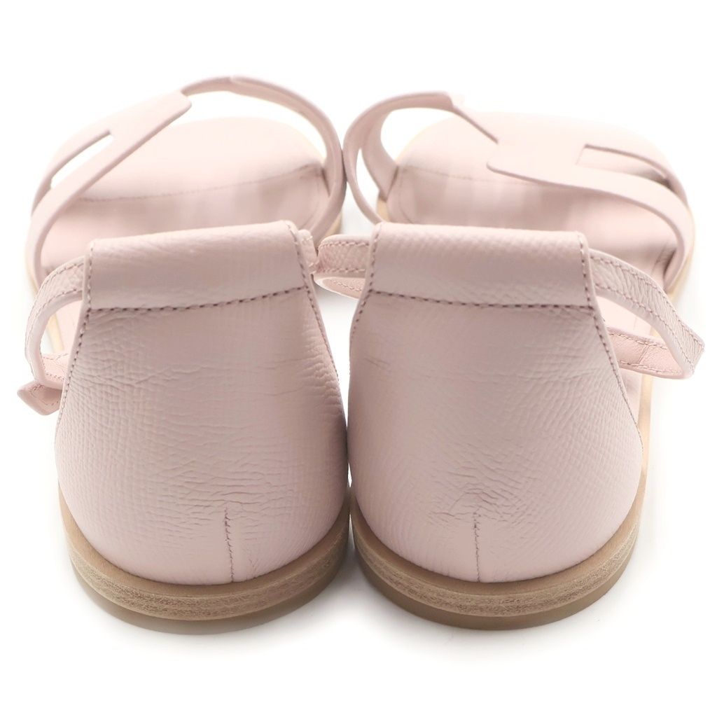 Hermes Santorini Logo Leather Ankle Strap Sandals 36.5 Pink — view 3