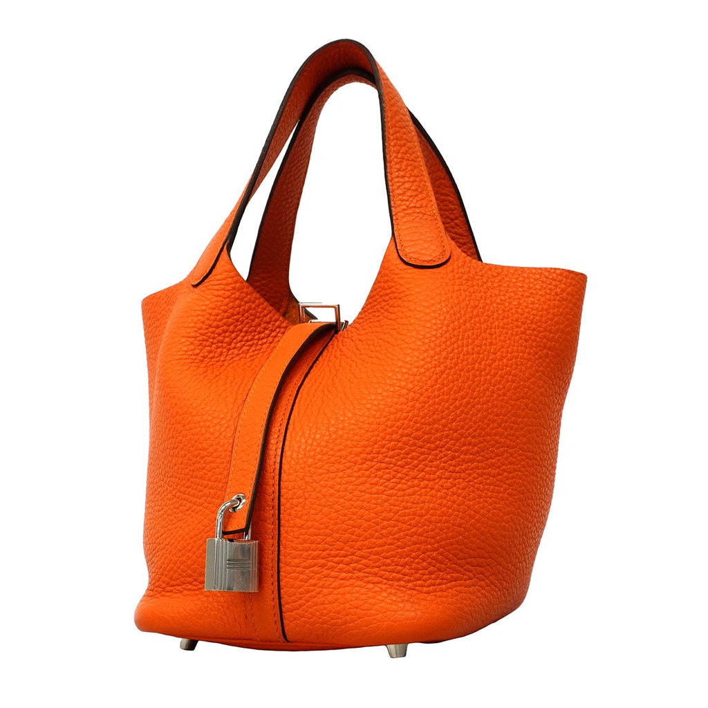 Hermes Handbag Picotin 18 Lock Taurillon Orange Silver