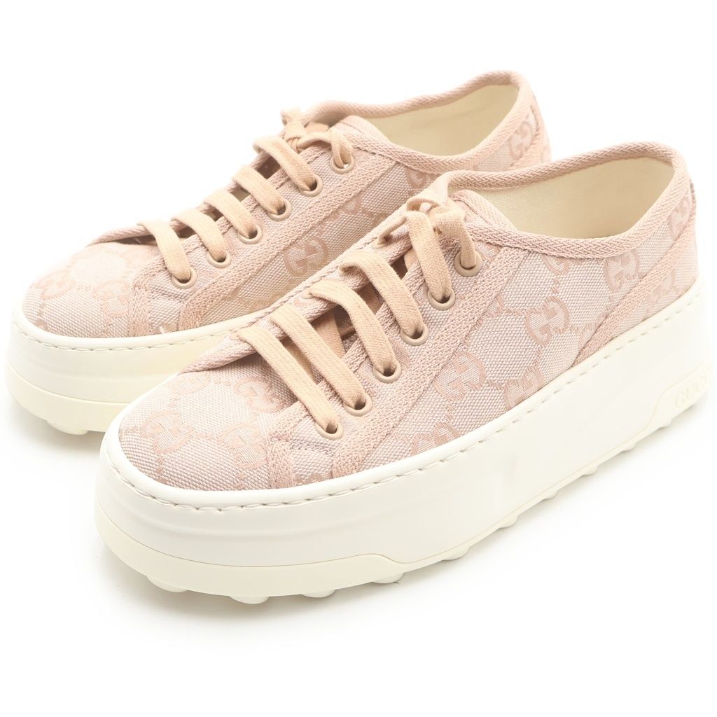 Gucci GG Canvas Low Top Sneakers Tennis Line Pink — view 2