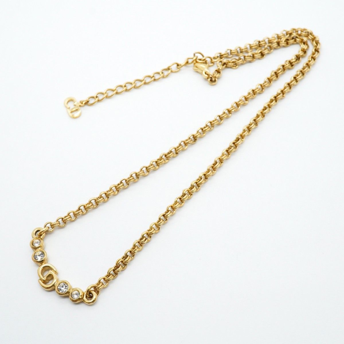 Dior Necklace CD Logo Gold Plated Rhinestone — view 3