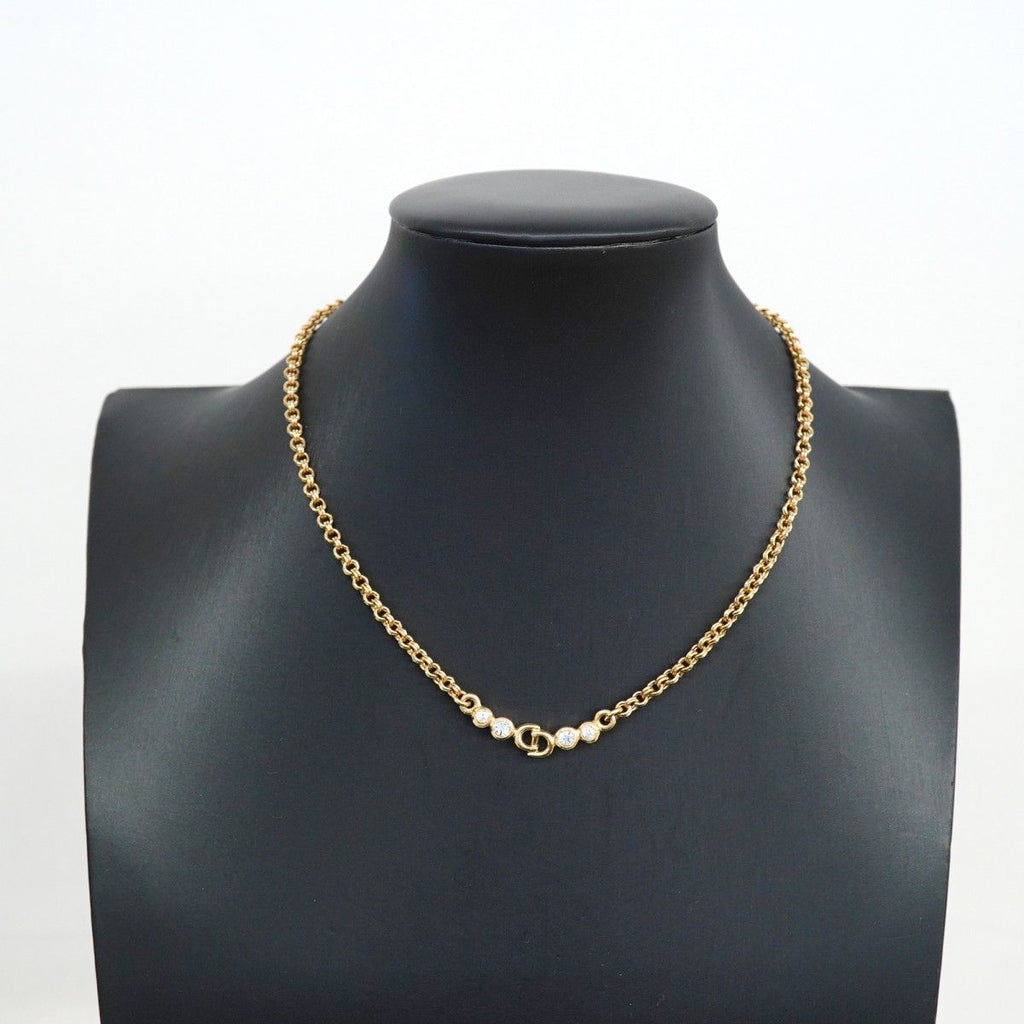 Dior Necklace CD Logo Gold Plated Rhinestone — view 6