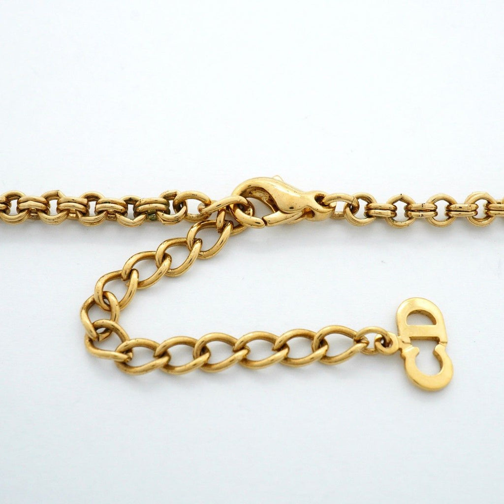 Dior Necklace CD Logo Gold Plated Rhinestone — view 4