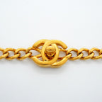 Chanel Necklace Vintage CC Logo Turnlock Gold Plated — view 4