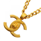 Chanel Necklace Vintage CC Logo Turnlock Gold Plated