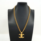 Chanel Necklace Vintage CC Logo Turnlock Gold Plated — view 6
