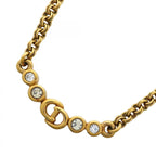 Dior Necklace CD Logo Gold Plated Rhinestone