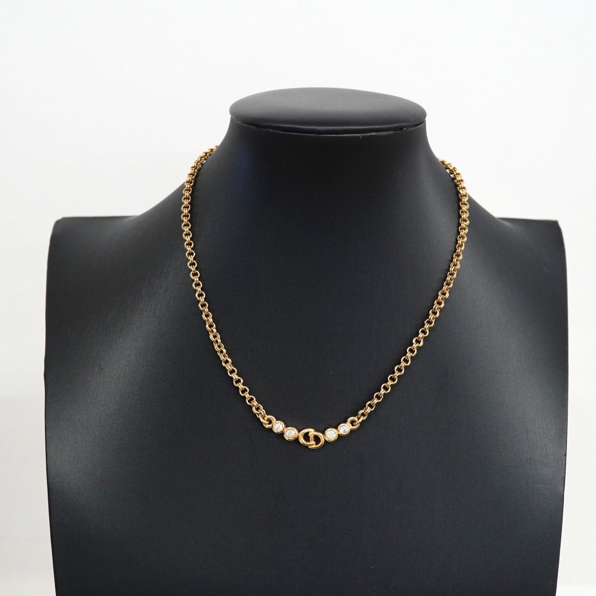 Dior Necklace CD Logo Gold Plated Rhinestone — view 6
