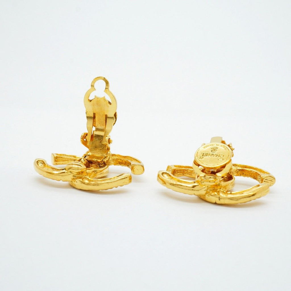 Chanel Earrings Vintage CC Logo Gold Plated — view 3