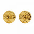 Chanel Earrings Vintage CC Logo Quilted Round