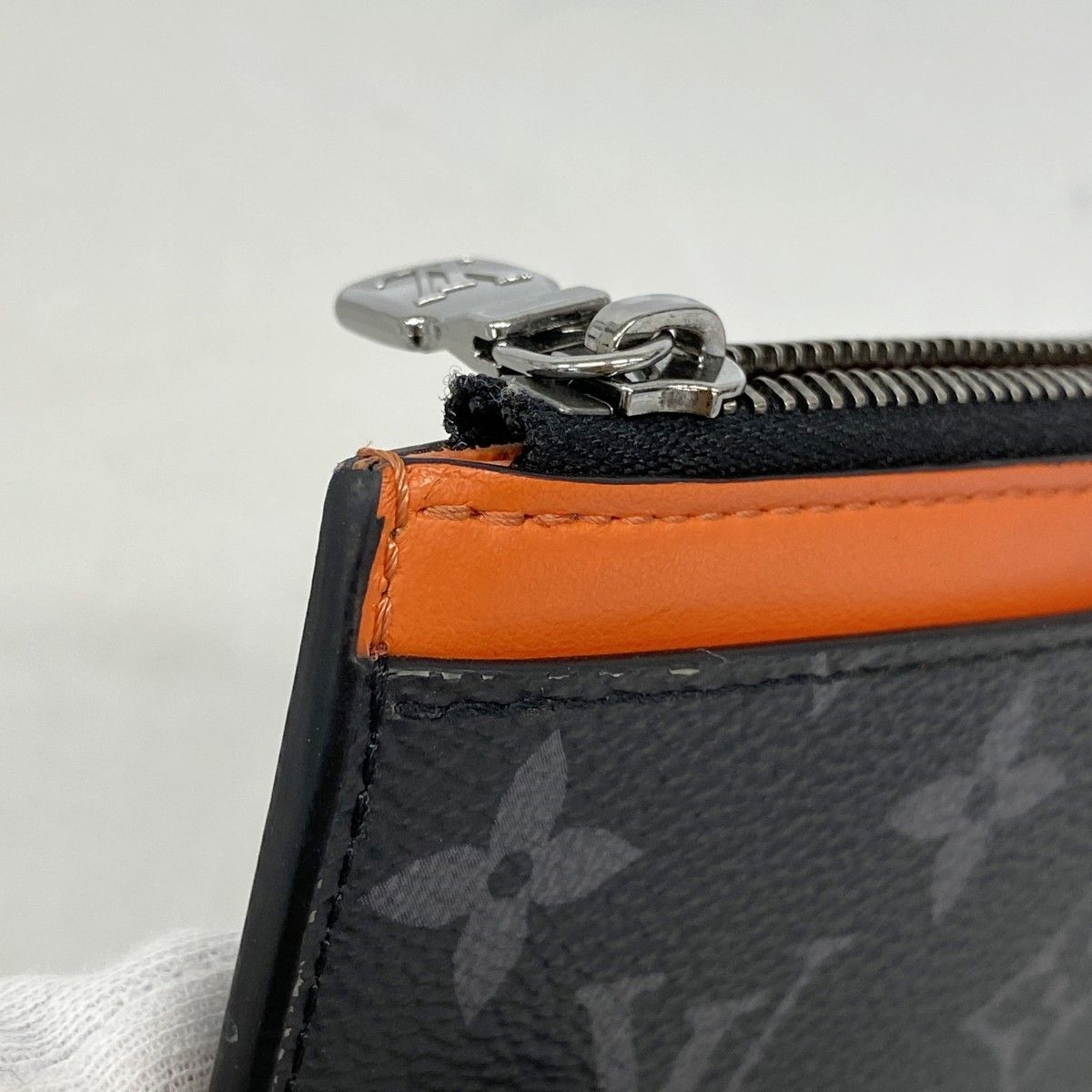 Louis Vuitton Coin Case Monogram Eclipse Card Holder Black Sunrise Orange — view 5