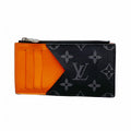 Louis Vuitton Coin Case Monogram Eclipse Card Holder Black Sunrise Orange