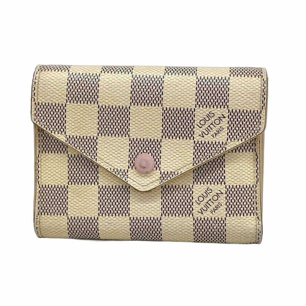 Louis Vuitton Trifold Wallet Damier Azur Portefeuille Victorine White Rosevaleri