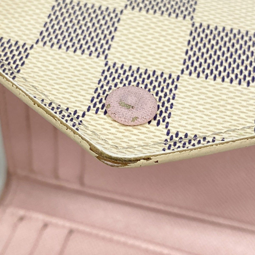 Louis Vuitton Trifold Wallet Damier Azur Portefeuille Victorine White Rosevaleri — view 7