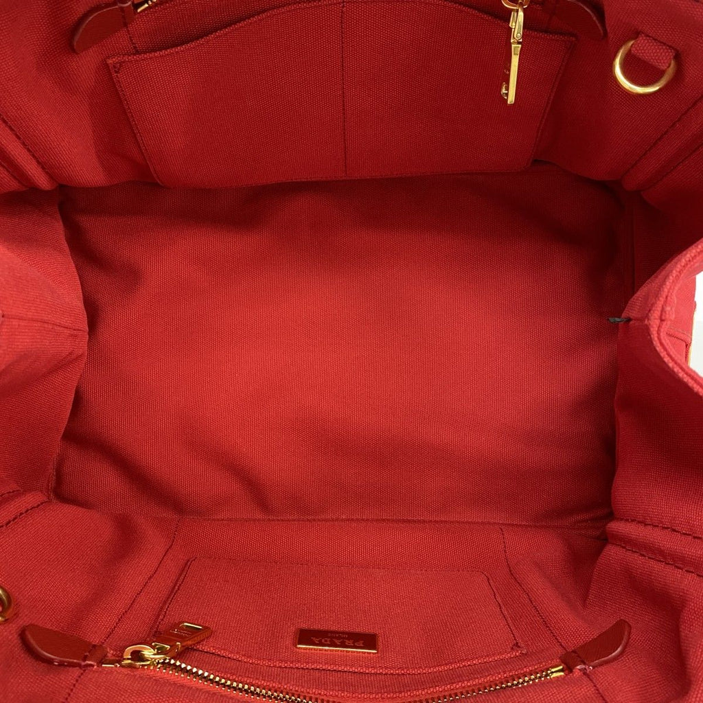 Prada Tote Canapa Canvas Red Gold — view 4