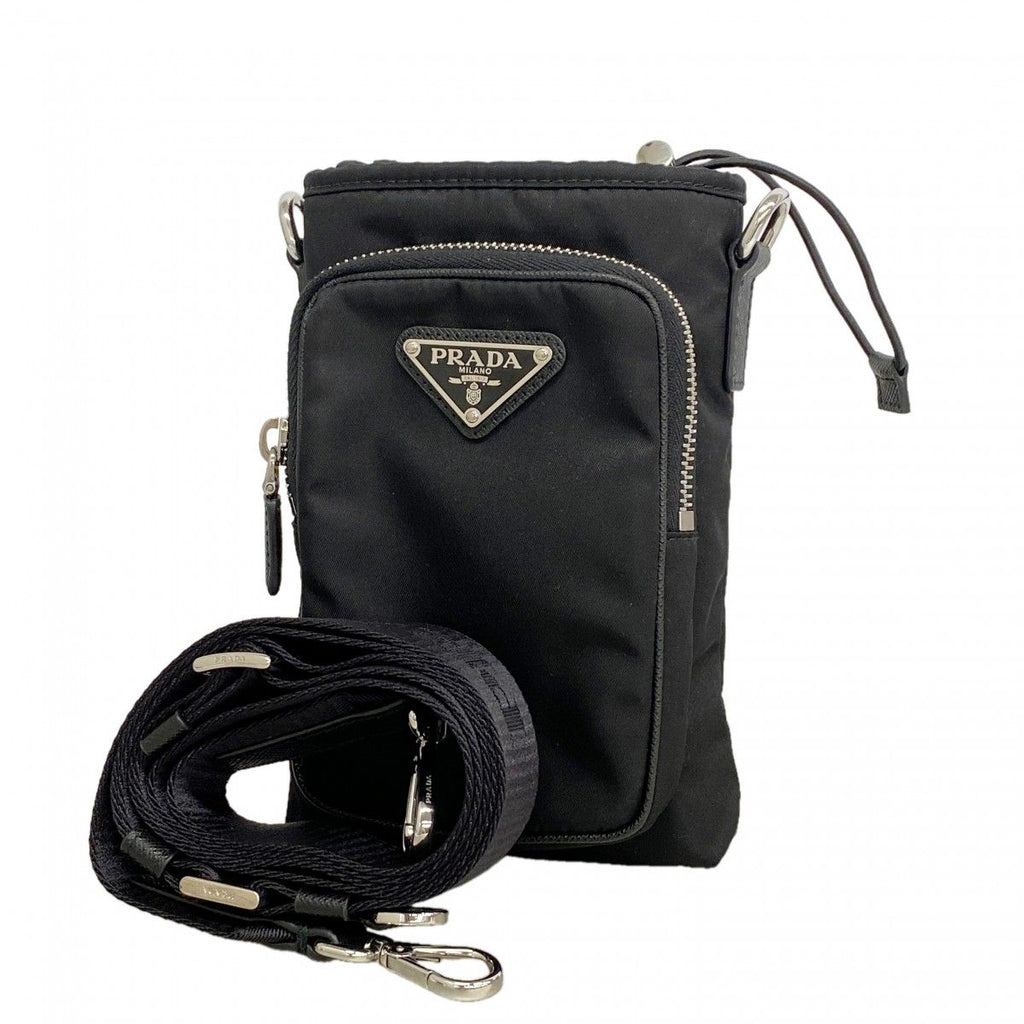 Prada Shoulder Bag Tessuto Nylon Black Silver
