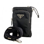 Prada Shoulder Bag Tessuto Nylon Black Silver