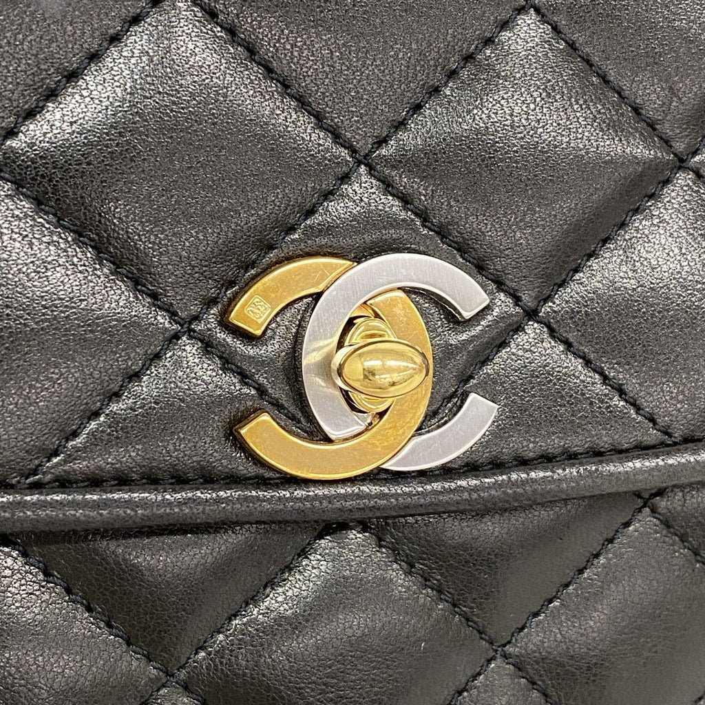 Chanel Shoulder Bag Quilted Limited Edition Lambskin Black Gold Silver — view 9