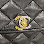 Chanel Shoulder Bag Quilted Limited Edition Lambskin Black Gold Silver — view 9