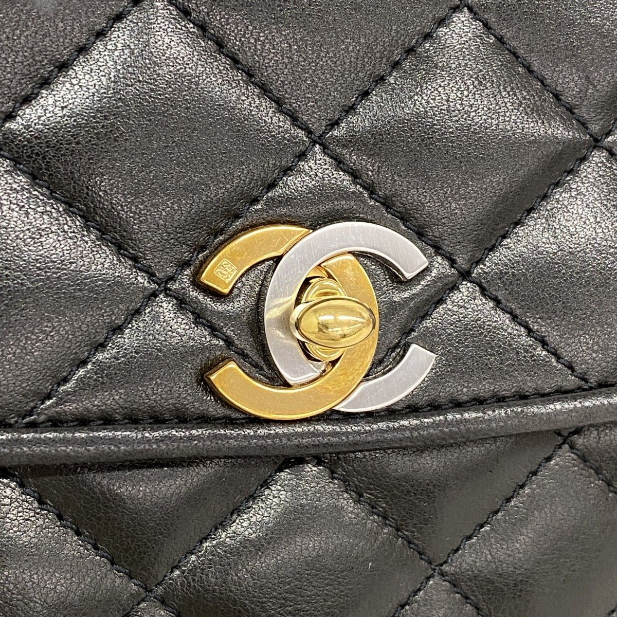 Chanel Shoulder Bag Quilted Limited Edition Lambskin Black Gold Silver — view 9