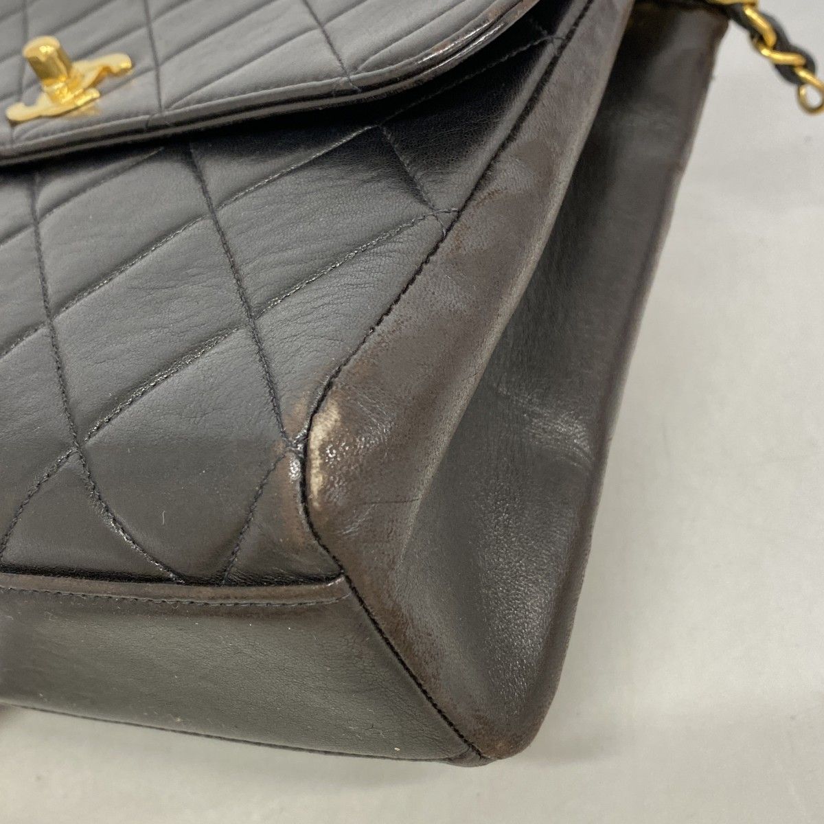 Chanel Shoulder Bag Quilted Lambskin Black Gold — view 6