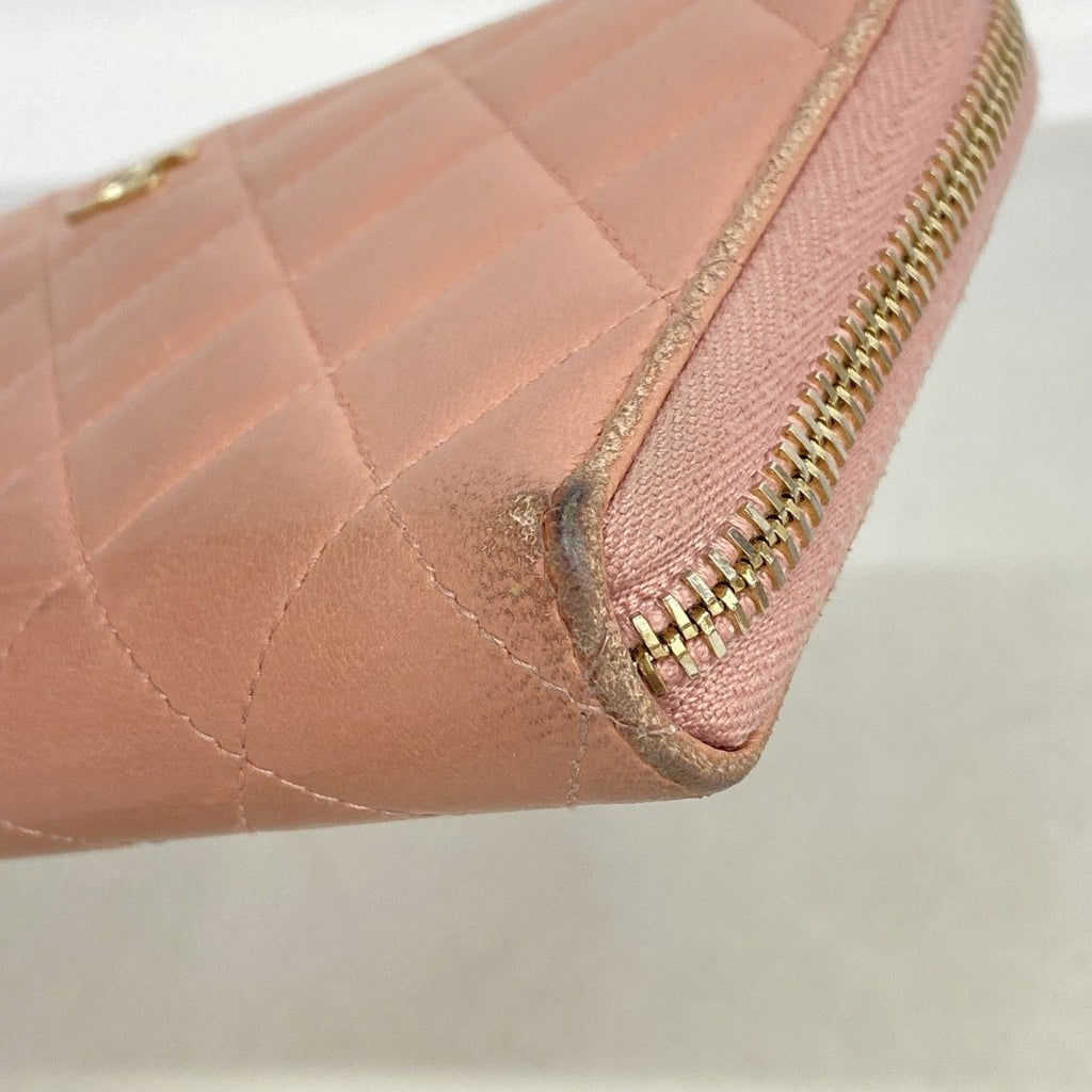 Chanel Wallet Quilted Lambskin Pink Gold — view 5