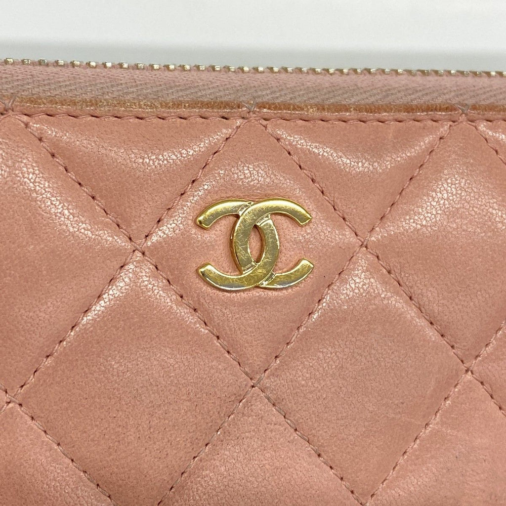 Chanel Wallet Quilted Lambskin Pink Gold — view 8